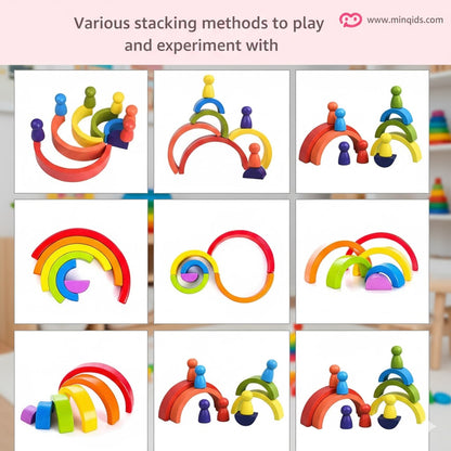 Building Blocks Rainbow Stacking Game 9 pcs | Premium Wooden Material