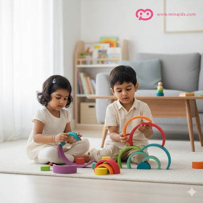 Building Blocks Rainbow Stacking Game 9 pcs | Premium Wooden Material