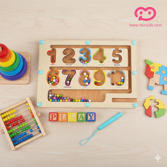 Magnetic Maze Game - Number : Color Classification Game | Premium Quality Wooden toy