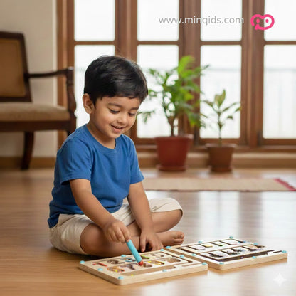 Magnetic Maze Game - Number : Color Classification Game | Premium Quality Wooden toy