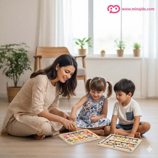 Magnetic Maze Game - Number : Color Classification Game | Premium Quality Wooden toy