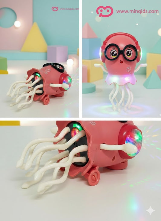 Dancing Twist Jellyfish: Light-Up Musical Bump & Go Toy with 360° Rotating | Premium Quality Material