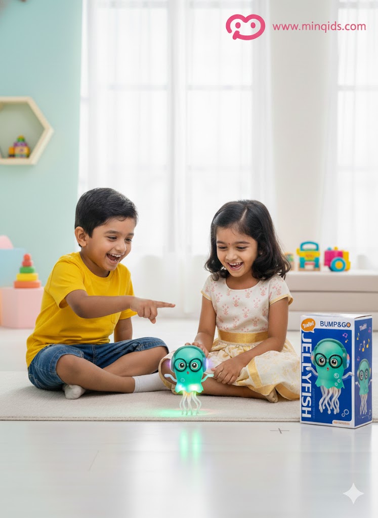 Dancing Twist Jellyfish: Light-Up Musical Bump & Go Toy with 360° Rotating | Premium Quality Material