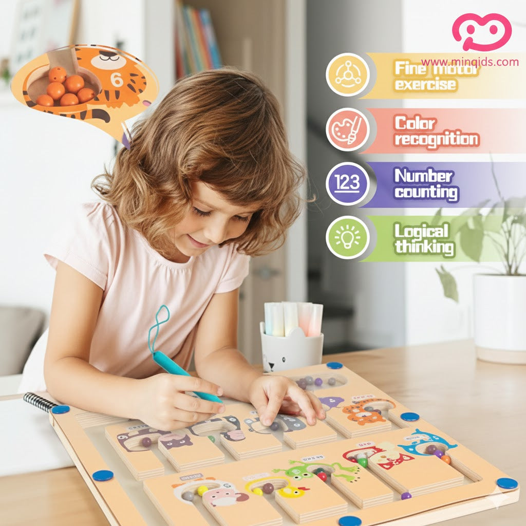 Magnetic Maze Game - Dinosaur: Color Classification Game | Premium Quality Wooden toy