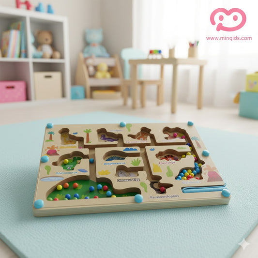 Magnetic Maze Game - Dinosaur: Color Classification Game | Premium Quality Wooden toy