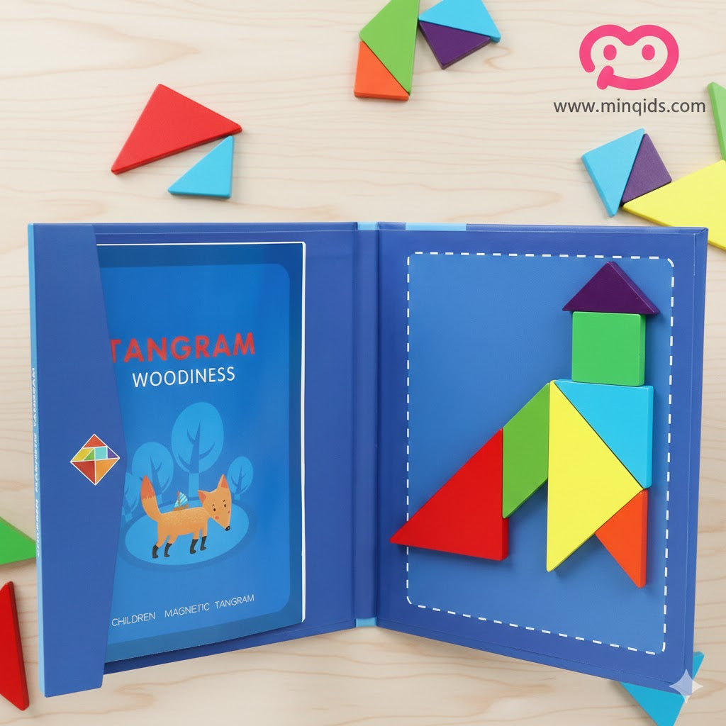 Tangram Wooden Magnetic Puzzle Book: Creativity boosting Game