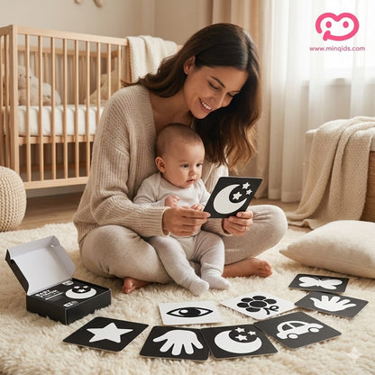 Baby Vision Trigger Cards – Black & White + Black & Red Combo | Visual Cards for Newborns & Infants (0–6 Months)