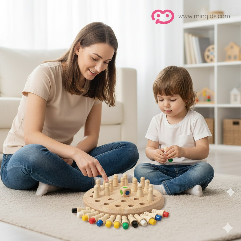 Memory Chess Game - Color Matching & Brain Boosting Fun | Quality Wooden Material